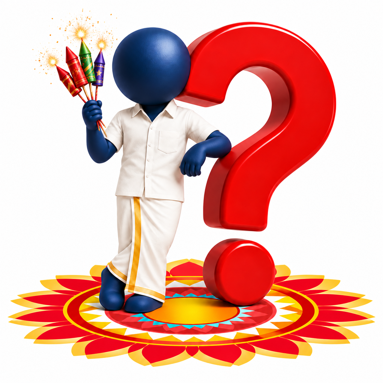 A person thinking beside a red question mark
